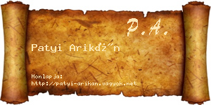 Patyi Arikán névjegykártya